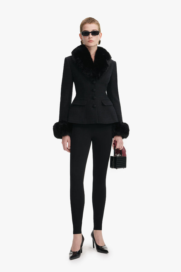 Tailored boucle fur jacket