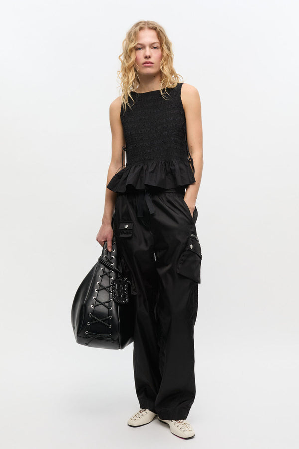 Cotton Poplin Smock Tie String Top