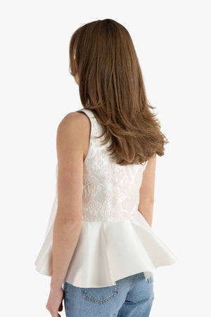 Satin Cloque Sleeveless Peplum Blouse