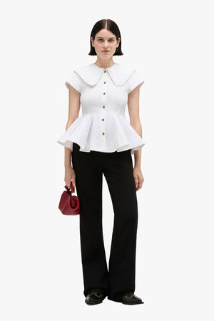 Stretch Cotton Peter Pan Collar Shirt