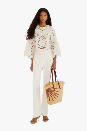 Off-White Flowers Richelieur Long Sleeve Blouse