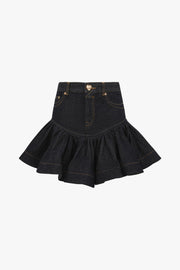 Crush Denim Frill Mini Skirt