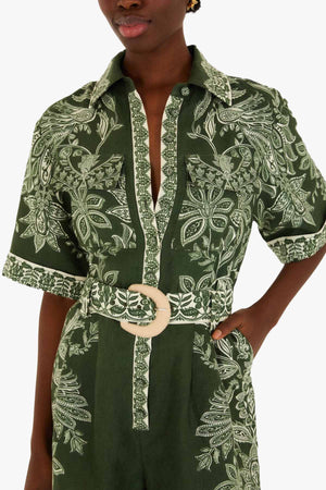 Miranda Dark Green Short Sleeve Romper