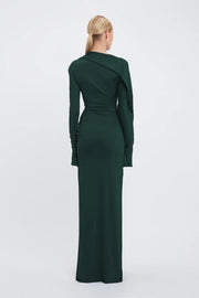 Long Sleeve Slash-neck Jersey Gown