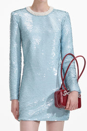 Blue Sequin Mini Dress