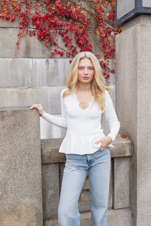 Scalloped Peplum Top