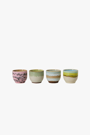 70's Ceramics Cafe Cups Set Of 4