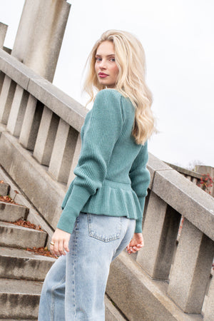 Ribbed Peplum Sweater