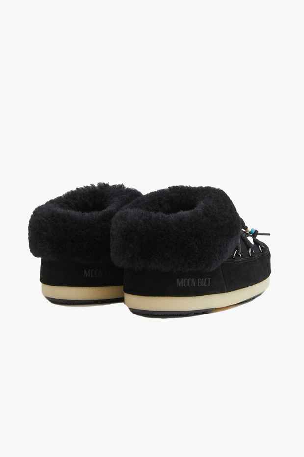 Suede Beads Black Mules