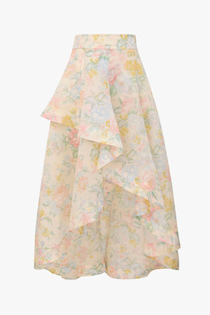 Clash Floral Peplum Midi Skirt