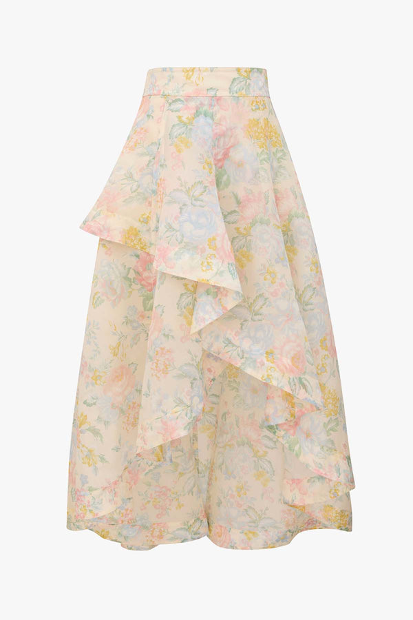 Clash Floral Peplum Midi Skirt