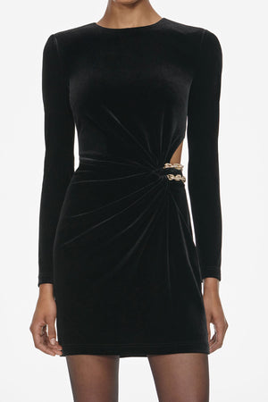 Velvet embellished mini dress