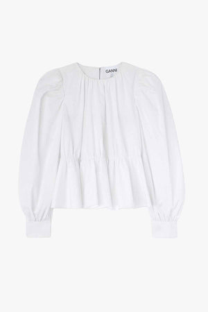 Compact Poplin Gathered Peplum Blouse