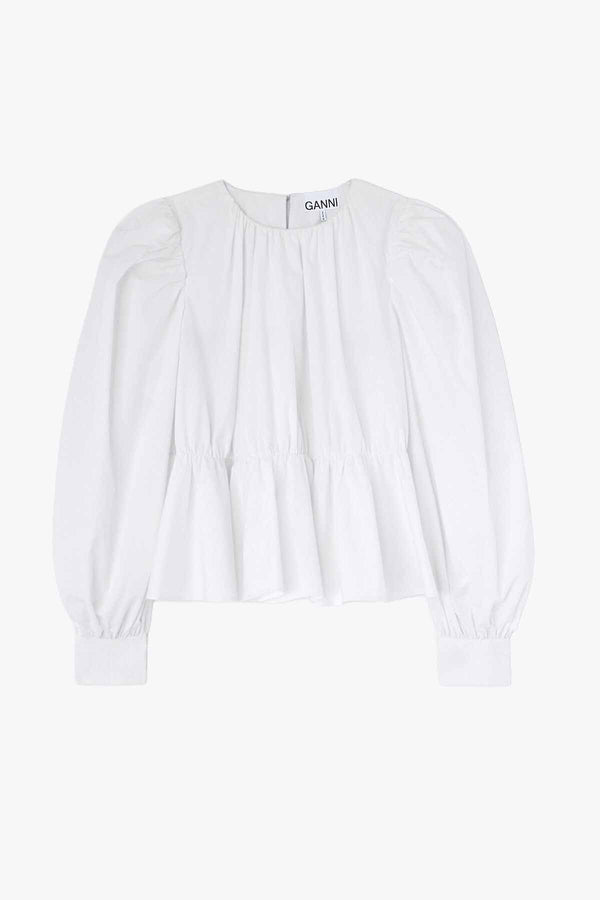 Compact Poplin Gathered Peplum Blouse