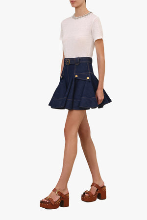 Denim Cargo Mini Skirt
