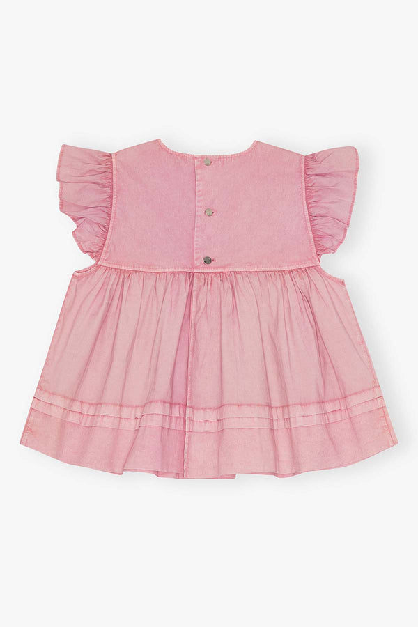 Washed Stretch Cotton Frill Sleeve Top