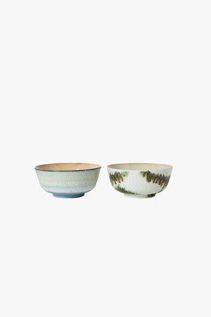 70s Ceramics Ramen Bowl Minimalist Set of 2