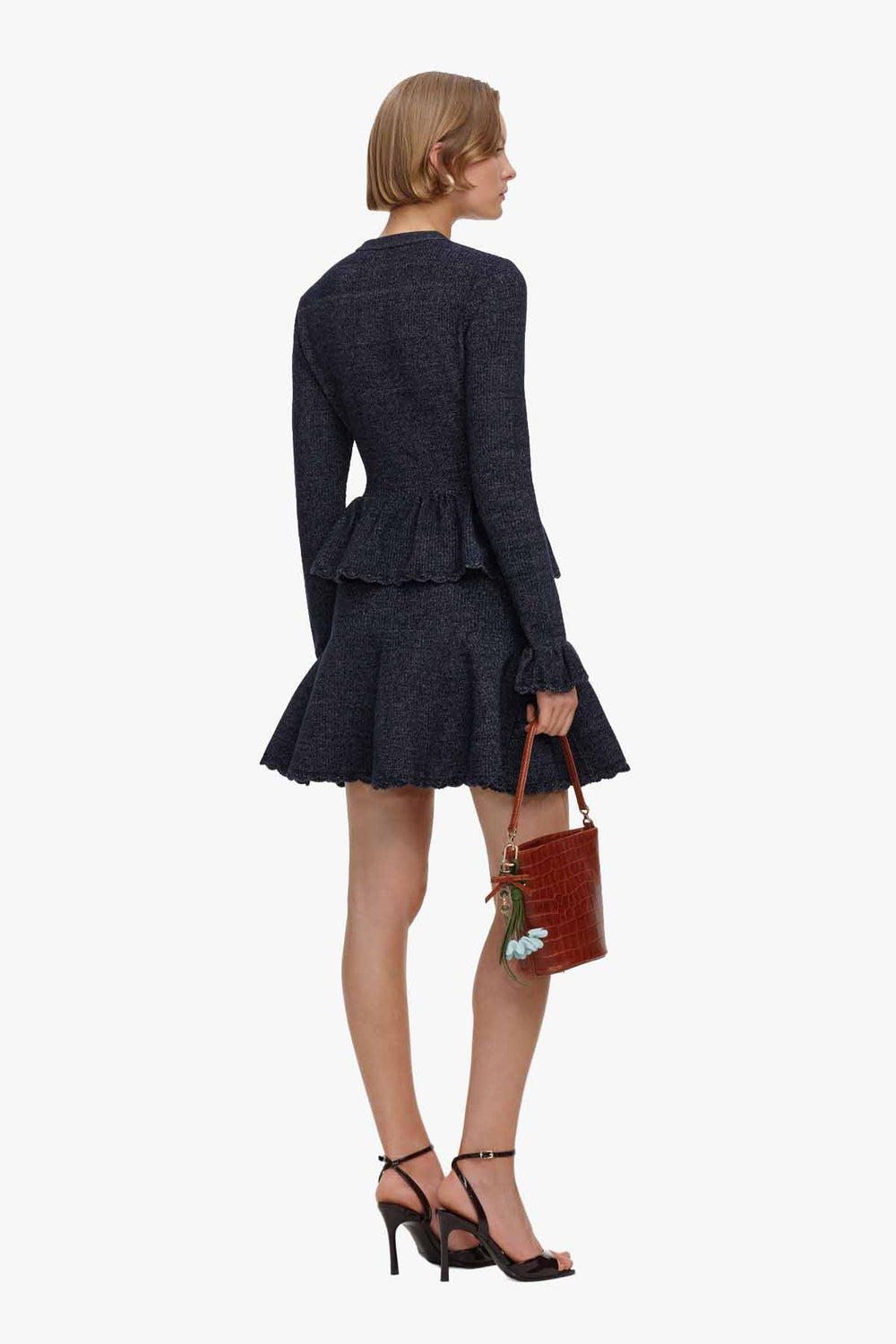 Navy Textured Knit Mini Dress