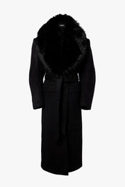 Faux Fur Collar Long Coat