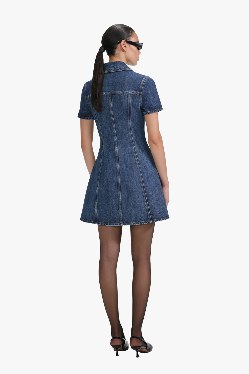 Belted denim mini dress