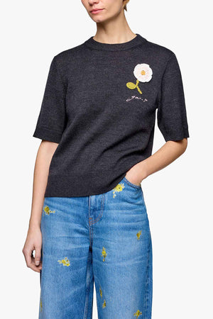 Crochet Applique merino tee