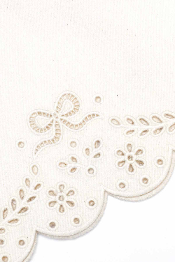 Cream Broderie Denim Top