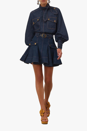 Denim Cargo Mini Skirt