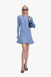 Blue Pearl Trim Knit Mini Dress