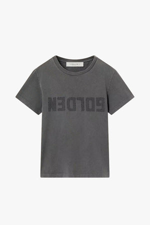 Golden W's Slim T-shirt Distressed Cotton Jersey With Logo