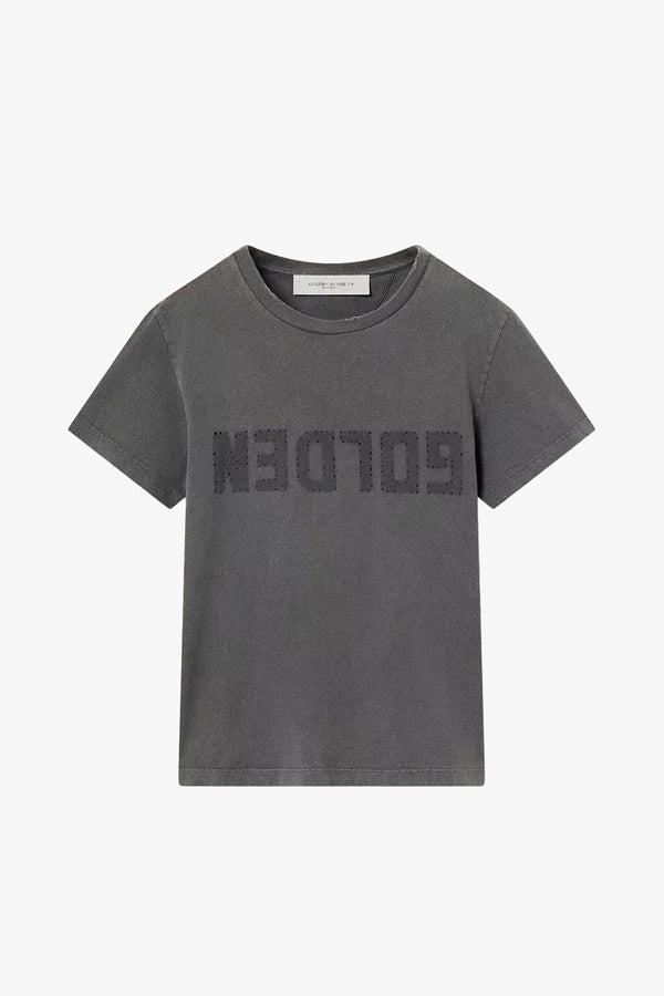 Golden W's Slim T-shirt Distressed Cotton Jersey With Logo