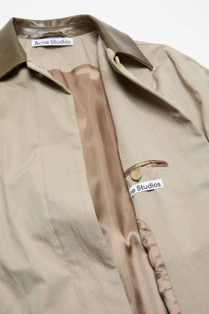 Leather Collar Trench Coat