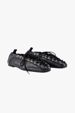 Eyelets Lace Up Ballerina Snake