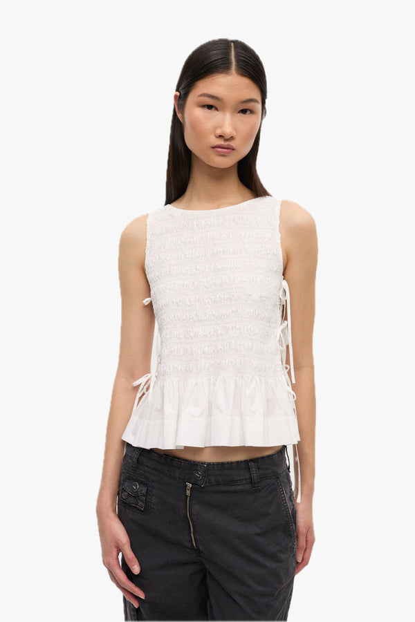 Cotton Poplin Smock Tie String Top