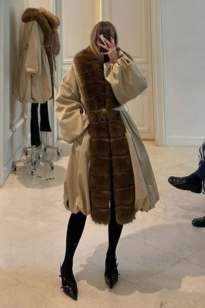 Faux Fur Collar Coat