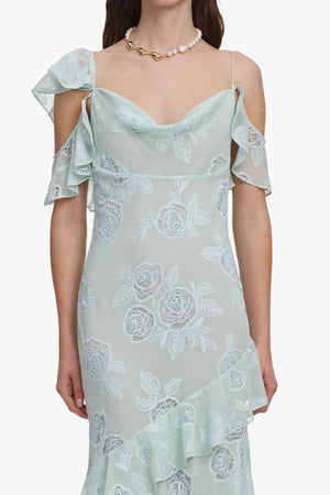 Mint Embroidered Georgette Maxi Dress