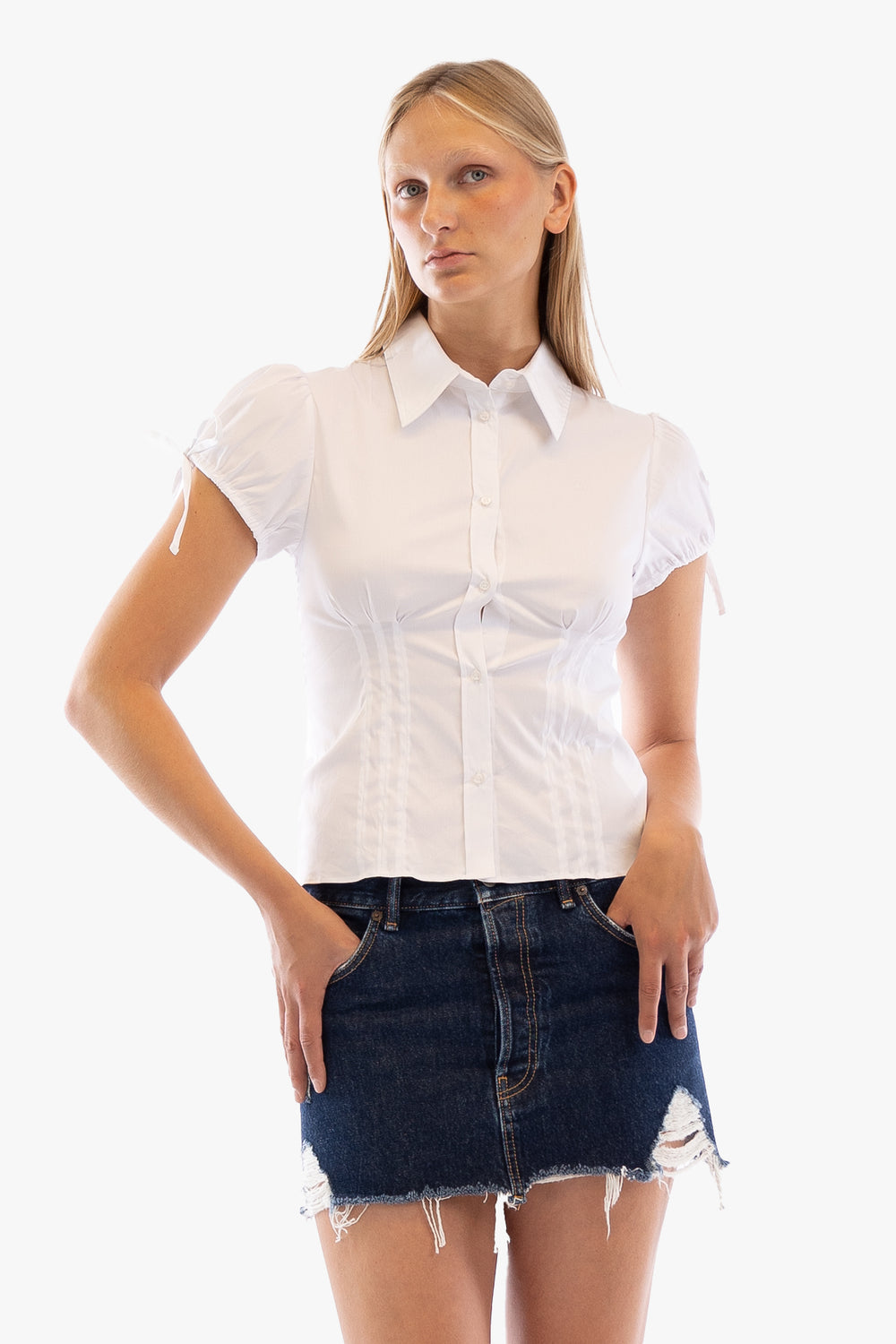 Ripped Denim Mini Skirt