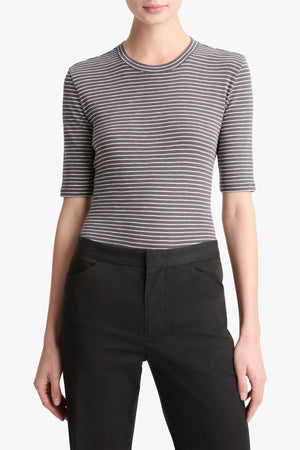 Striped Elbow Sleeve Crew