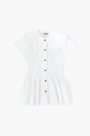 Stretch Cotton Peter Pan Collar Shirt