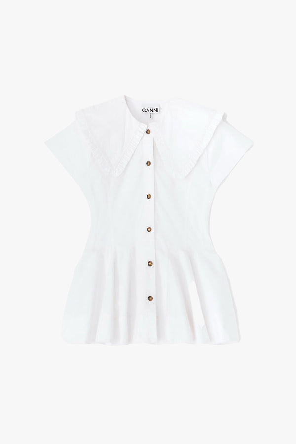 Stretch Cotton Peter Pan Collar Shirt