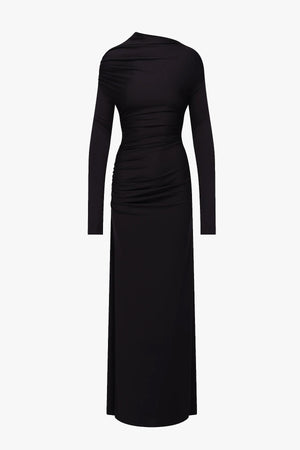 Long Sleeve Shoulder Drape Gown