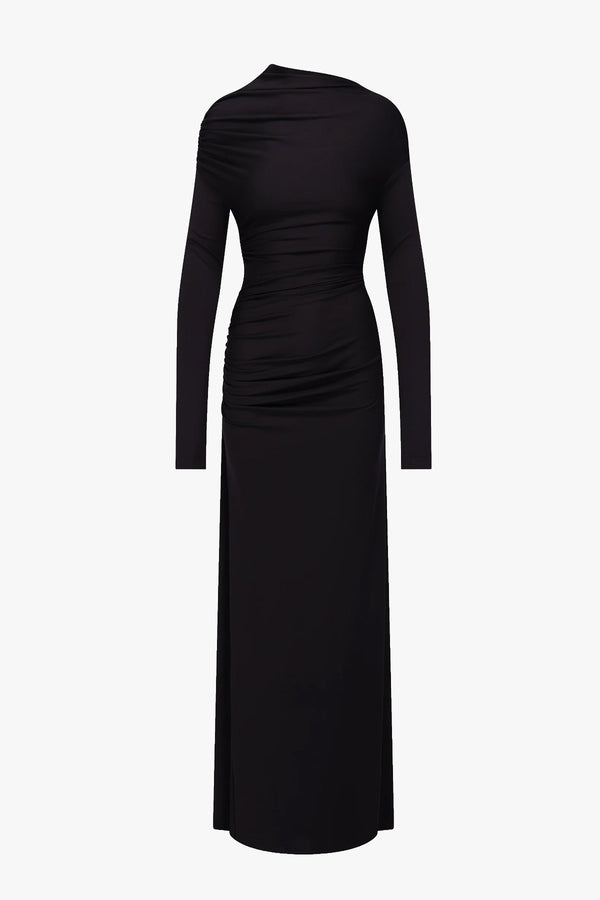 Long Sleeve Shoulder Drape Gown