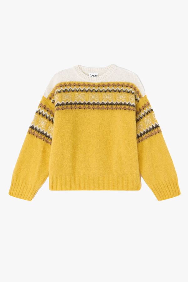 Brushed Alpaca Intarsia Sweater