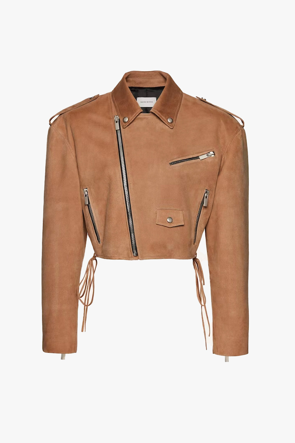 Cropped Suede Leather Biker Jacket 09