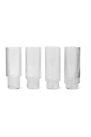 Ripple Long Drink Glasses - Set of 4 - Clear