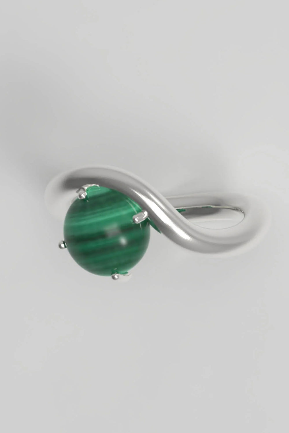 Band Ring In Malachite Silver