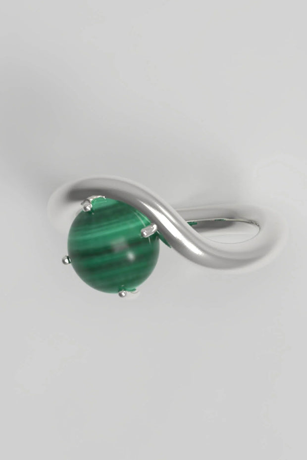 Band Ring I Malachite Silver