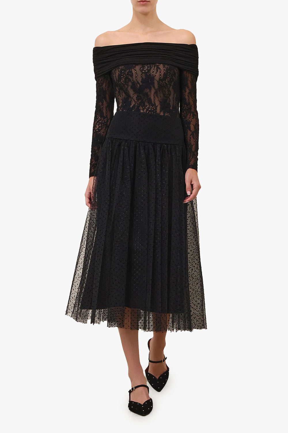 Tulle Dot Midi Skirt