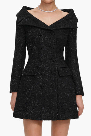 Black Metallic Boucle Mini Dress