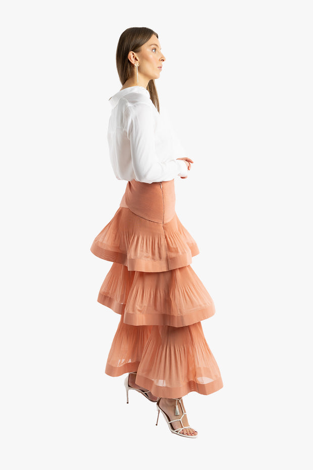 Tiered Pleated Skirt