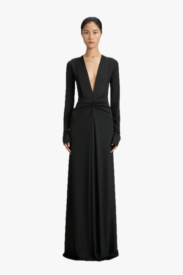 Long Sleeve Deep V-neck Gown